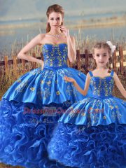 Royal Blue 15 Quinceanera Dress Straps Sleeveless Brush Train Zipper