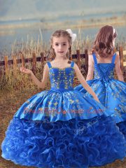Royal Blue 15 Quinceanera Dress Straps Sleeveless Brush Train Zipper