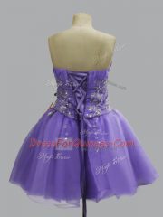 Fantastic Sleeveless Lace Up Mini Length Beading Prom Party Dress