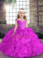 Elegant Sleeveless Beading Lace Up High School Pageant Dress