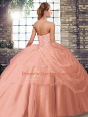 Edgy Fuchsia Sleeveless Beading and Pick Ups Lace Up Quinceanera Gowns