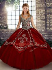 Tulle Sleeveless Floor Length Vestidos de Quinceanera and Beading and Embroidery