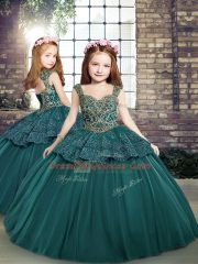 Floor Length Green Vestidos de Quinceanera Straps Sleeveless Lace Up