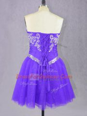 Smart Mini Length Lavender Prom Dresses Sweetheart Sleeveless Lace Up