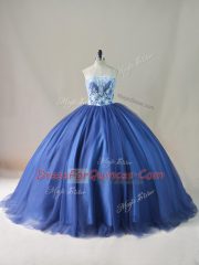 Tulle Sleeveless Quinceanera Gown Brush Train and Appliques and Sashes ribbons and Bowknot