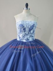 Tulle Sleeveless Quinceanera Gown Brush Train and Appliques and Sashes ribbons and Bowknot