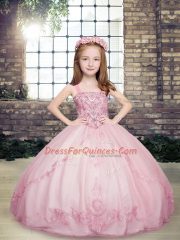 Floor Length Lilac Pageant Dress Womens Tulle Sleeveless Beading