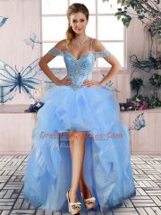 Blue Tulle Lace Up 15th Birthday Dress for Sweet 16 and Quinceanera