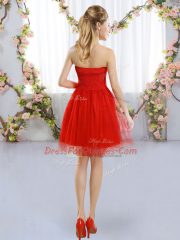 Gorgeous Strapless Sleeveless Tulle Dama Dress Beading and Bowknot Side Zipper