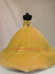 Sleeveless Tulle Lace Up Sweet 16 Quinceanera Dress in Brown with Beading