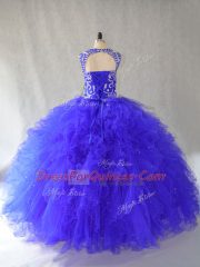 Sophisticated Tulle Sleeveless Floor Length Quinceanera Gowns and Beading and Ruffles