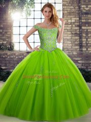 Hot Sale Sleeveless Lace Up Floor Length Beading 15th Birthday Dress