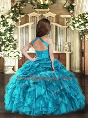 Unique Fuchsia Child Pageant Dress Party and Sweet 16 and Wedding Party with Ruffles Straps Sleeveless Lace Up