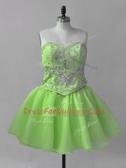 Organza Lace Up Sweetheart Sleeveless Mini Length Prom Evening Gown Beading