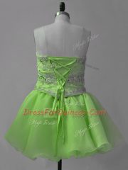 Organza Lace Up Sweetheart Sleeveless Mini Length Prom Evening Gown Beading