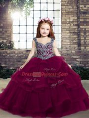 Wonderful Sleeveless Beading and Ruffles Lace Up Pageant Dress for Teens