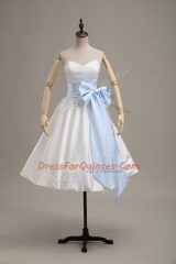 Knee Length White Prom Gown Sweetheart Long Sleeves Lace Up