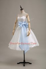 Knee Length White Prom Gown Sweetheart Long Sleeves Lace Up