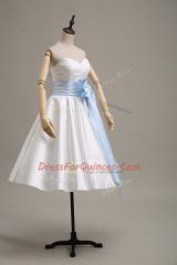 Knee Length White Prom Gown Sweetheart Long Sleeves Lace Up