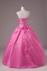 Stunning Strapless Sleeveless Organza Sweet 16 Dress Embroidery Lace Up