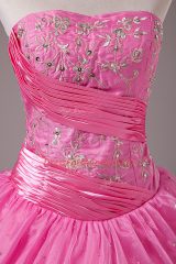 Stunning Strapless Sleeveless Organza Sweet 16 Dress Embroidery Lace Up