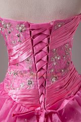 Stunning Strapless Sleeveless Organza Sweet 16 Dress Embroidery Lace Up