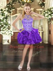 Purple Lace Up Vestidos de Quinceanera Beading and Ruffles Sleeveless Floor Length
