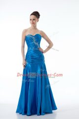 Elegant Sleeveless Floor Length Prom Evening Gown and Beading and Ruching