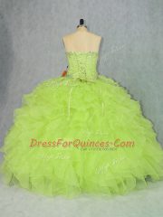 Sexy Sleeveless Lace Up Floor Length Beading and Ruffles Vestidos de Quinceanera