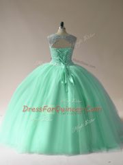 Extravagant Apple Green Sleeveless Beading Floor Length Quinceanera Dress