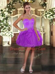 Dazzling Lilac Ball Gowns Sweetheart Sleeveless Tulle Floor Length Lace Up Beading and Ruffles Sweet 16 Quinceanera Dress