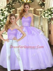 Lavender Sleeveless Beading Floor Length Vestidos de Quinceanera