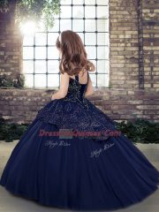 Olive Green Sleeveless Tulle Lace Up Girls Pageant Dresses for Party and Military Ball
