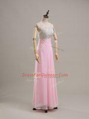 Floor Length Column/Sheath Sleeveless Baby Pink Prom Party Dress Side Zipper