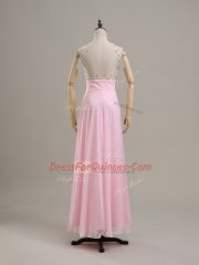 Floor Length Column/Sheath Sleeveless Baby Pink Prom Party Dress Side Zipper