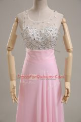 Floor Length Column/Sheath Sleeveless Baby Pink Prom Party Dress Side Zipper