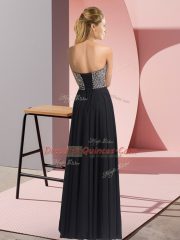 Sleeveless Chiffon Floor Length Lace Up Prom Evening Gown in Olive Green with Beading