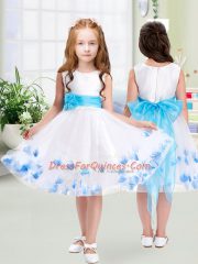 Elegant Scoop Sleeveless Zipper Toddler Flower Girl Dress White Tulle