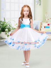Elegant Scoop Sleeveless Zipper Toddler Flower Girl Dress White Tulle