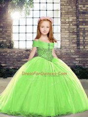 Simple Lace Up Little Girls Pageant Gowns Yellow Green for Party and Sweet 16 and Wedding Party with Beading