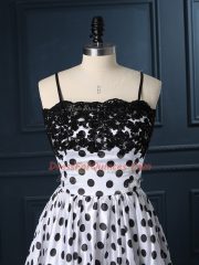 Amazing Sleeveless Mini Length Lace Zipper Homecoming Dress with White