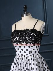 Amazing Sleeveless Mini Length Lace Zipper Homecoming Dress with White