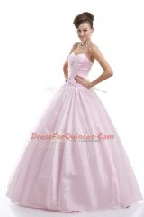 Simple Sleeveless Lace Up Floor Length Beading 15th Birthday Dress