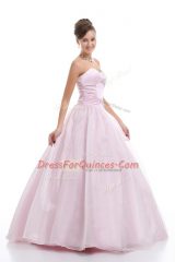 Simple Sleeveless Lace Up Floor Length Beading 15th Birthday Dress