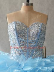 Flare Floor Length Multi-color Quinceanera Gown Organza Sleeveless Beading and Ruffles