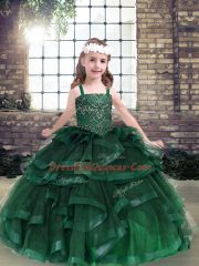 Eye-catching Floor Length Ball Gowns Sleeveless Green Little Girls Pageant Gowns Lace Up