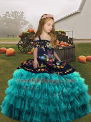 Discount Sleeveless Embroidery and Ruffled Layers Lace Up Little Girls Pageant Dress