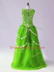 Flare Tulle Zipper Scoop Sleeveless High Low Homecoming Dress Beading and Appliques