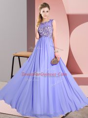 Decent Lavender Sleeveless Chiffon Backless Vestidos de Damas for Wedding Party