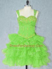 Charming Beading and Ruffled Layers Party Dress for Girls Lace Up Sleeveless Mini Length